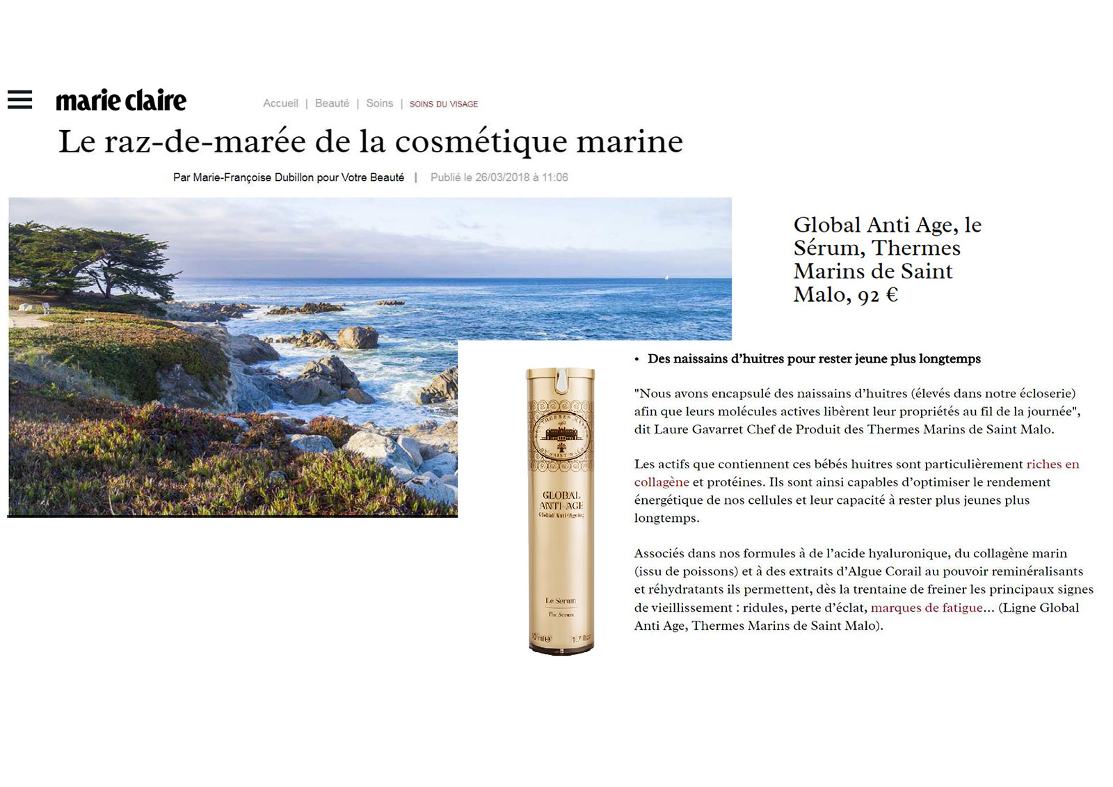 Marie Claire The Tidal Wave Of Sea Cosmetics Cosmetics Thermes Marins